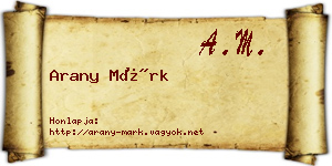 Arany Márk névjegykártya