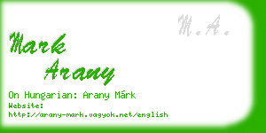 mark arany business card